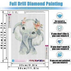 DIY 5D Baby Elephant Diamond Painting Kit for Adults / Kids